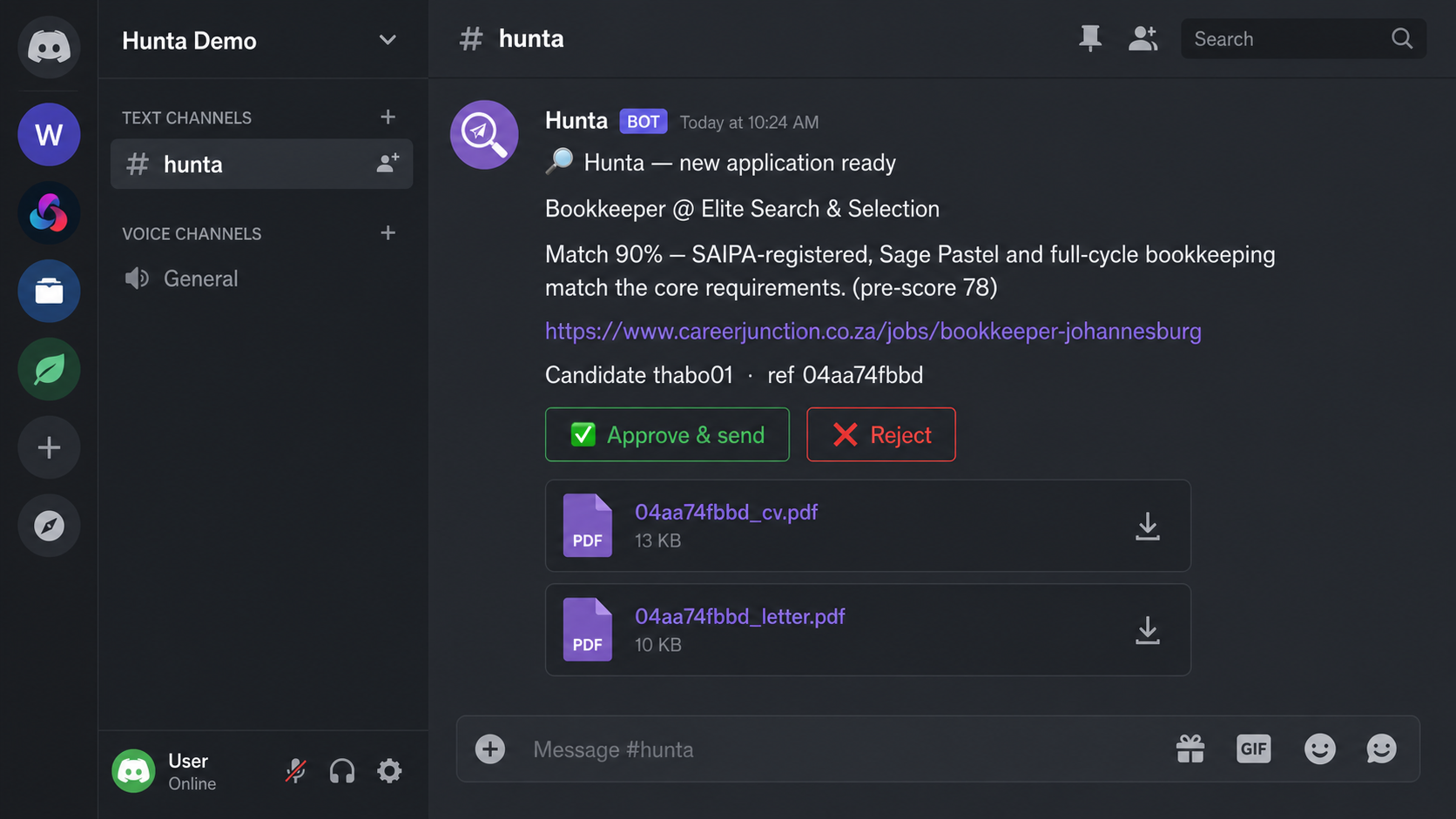 The Hunta Discord card